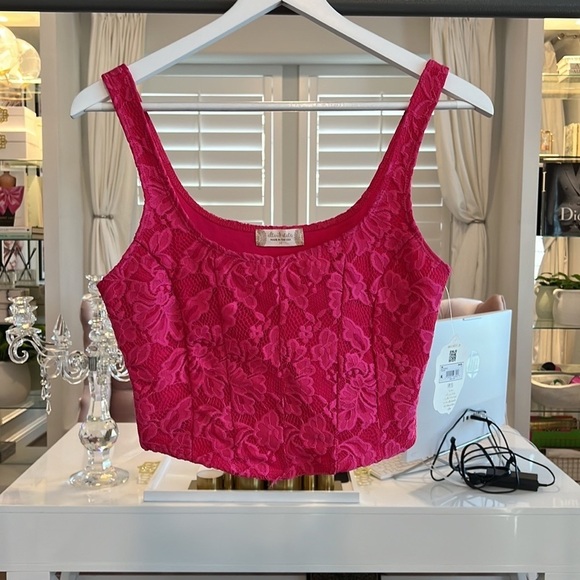 ALTAR’D STATE FUCHIA LACE CORSET CROP TOP SIZE M - Picture 5 of 10